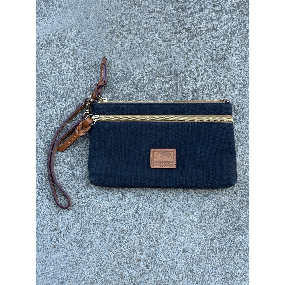 Dooney & Bourke Fabric Wallet Wristlet Vintage 90's Black w/ Red Lining